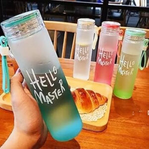 Hello Master 480ml Leakproof Glass Water Bottle – BPA-Free, Hot & Cold, Portable for Gym, Office & Travel