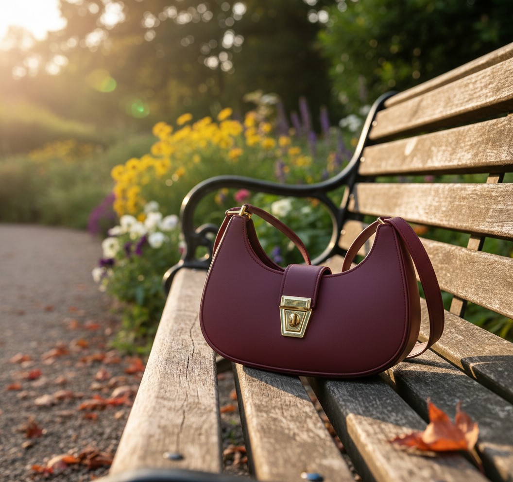 Premium Leather Crescent Hobo Bag for Women – Minimalist Sling Purse