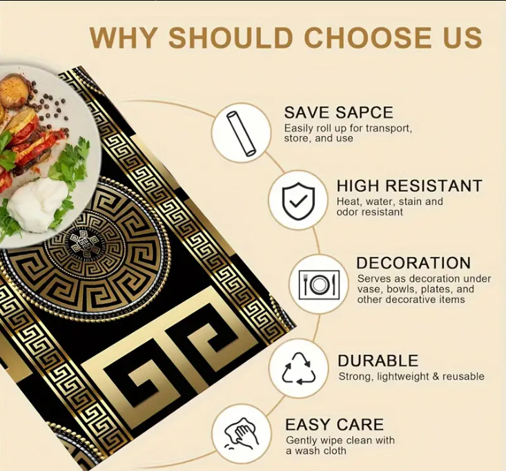 1Pc Washable Luxurious Heat-Resistant Placemats – Non-Slip, Modern Striped Design - Image 4