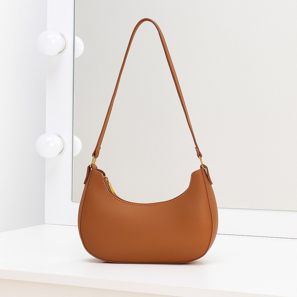 Trendy Leather Half Moon Shoulder Bag for Women – Everyday Minimalist Underarm Purse - Image 8