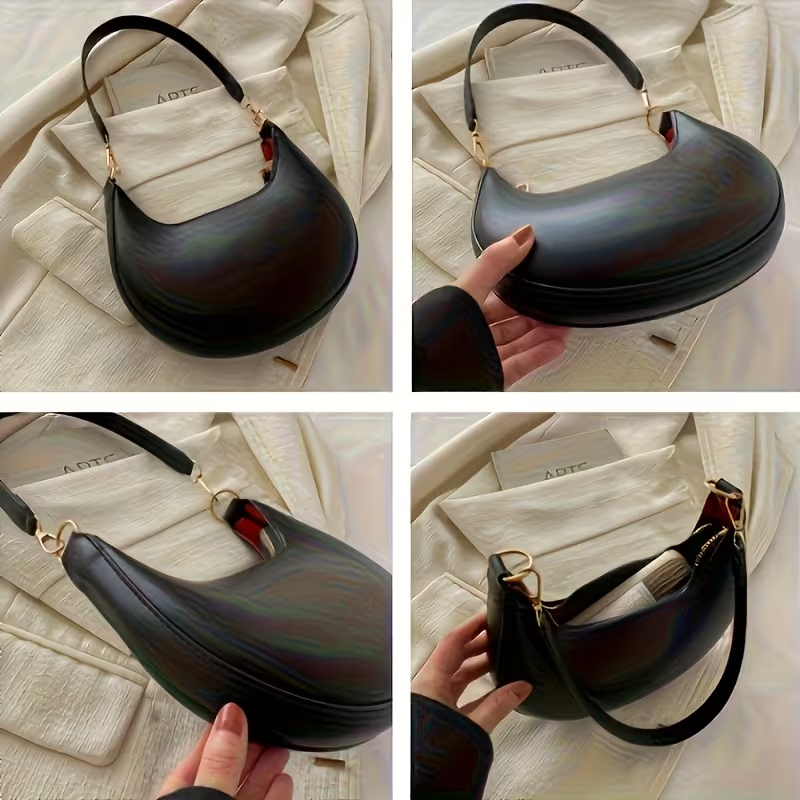 Trendy Leather Half Moon Shoulder Bag for Women – Everyday Minimalist Underarm Purse - Image 11