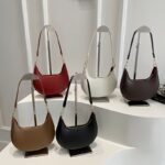 Trendy Leather Half Moon Shoulder Bag for Women – Everyday Minimalist Underarm Purse