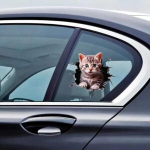 3D Peeking Cat Car Sticker – Waterproof Vinyl Kitty Decal for Cars, Laptops & Windows
