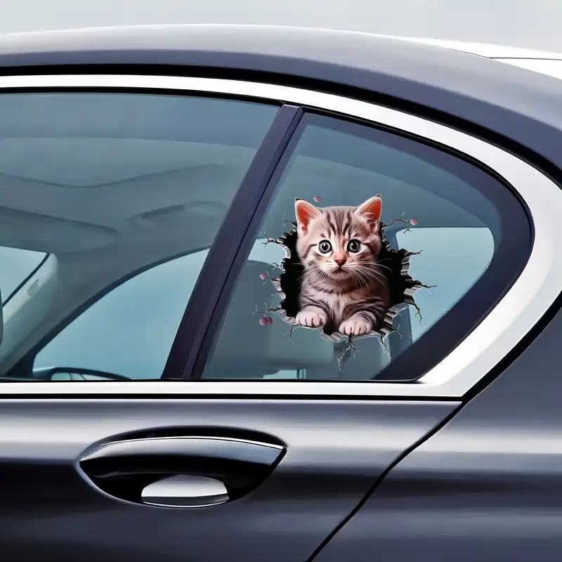 3D Peeking Cat Car Sticker – Waterproof Vinyl Kitty Decal for Cars, Laptops & Windows