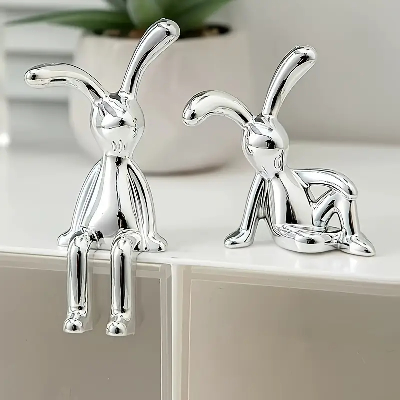 Mini Rabbit Statue Set – Nordic Style Long-Eared Bunny - Image 2