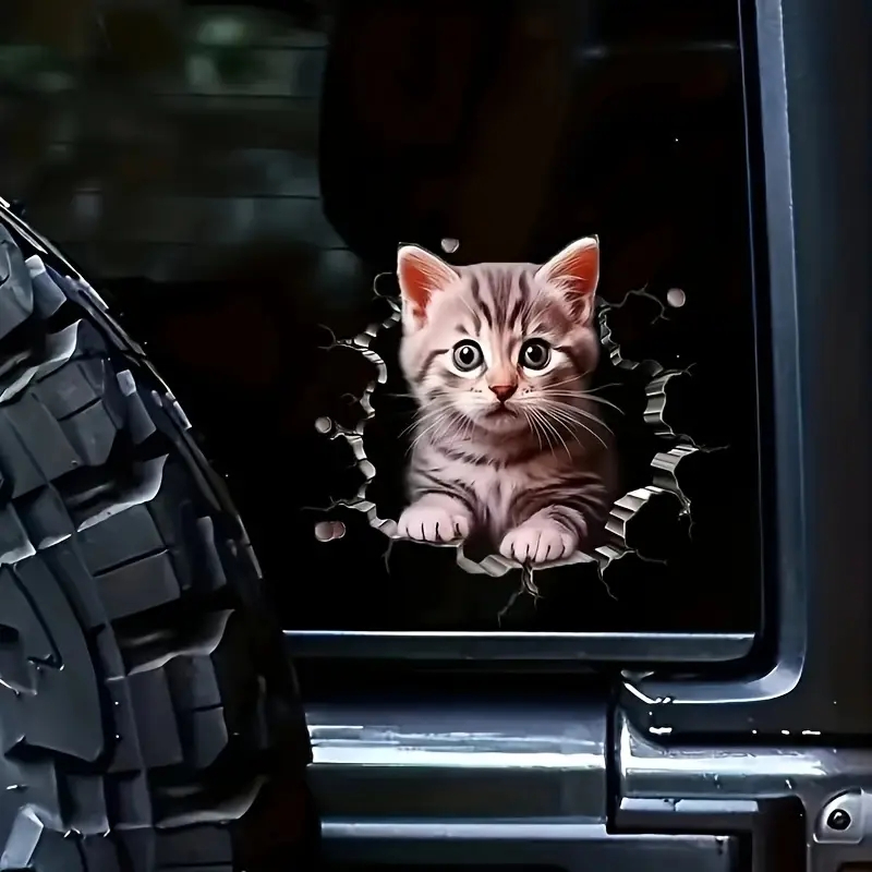 3D Peeking Cat Car Sticker – Waterproof Vinyl Kitty Decal for Cars, Laptops & Windows - Image 3