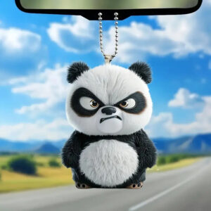 Angry Panda Acrylic Keychain – Cute 2D Pendant for Car & Home Decor