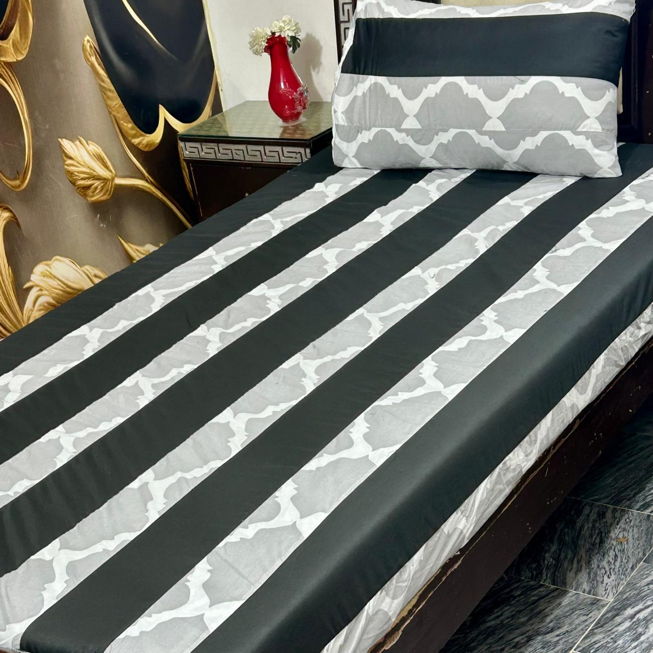 Single Cotton Patchwork Bedsheet Set with Pillow Cover for Single Bed Multicolored, Soft, Durable, Fade Resistant