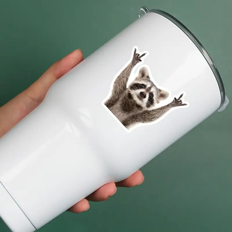 Cute Waterproof Raccoon Vinyl Sticker Cartoon Raccoon - Image 3