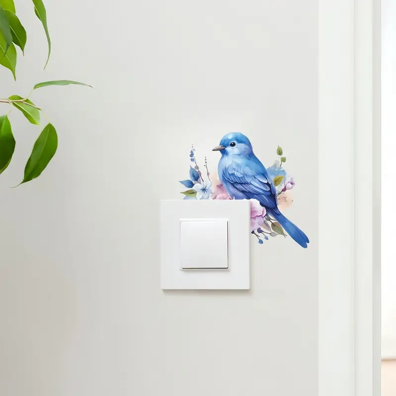Bluebird Floral Vibrant Wall Light Switch Sticker Self Adhesive Waterproof - Image 12