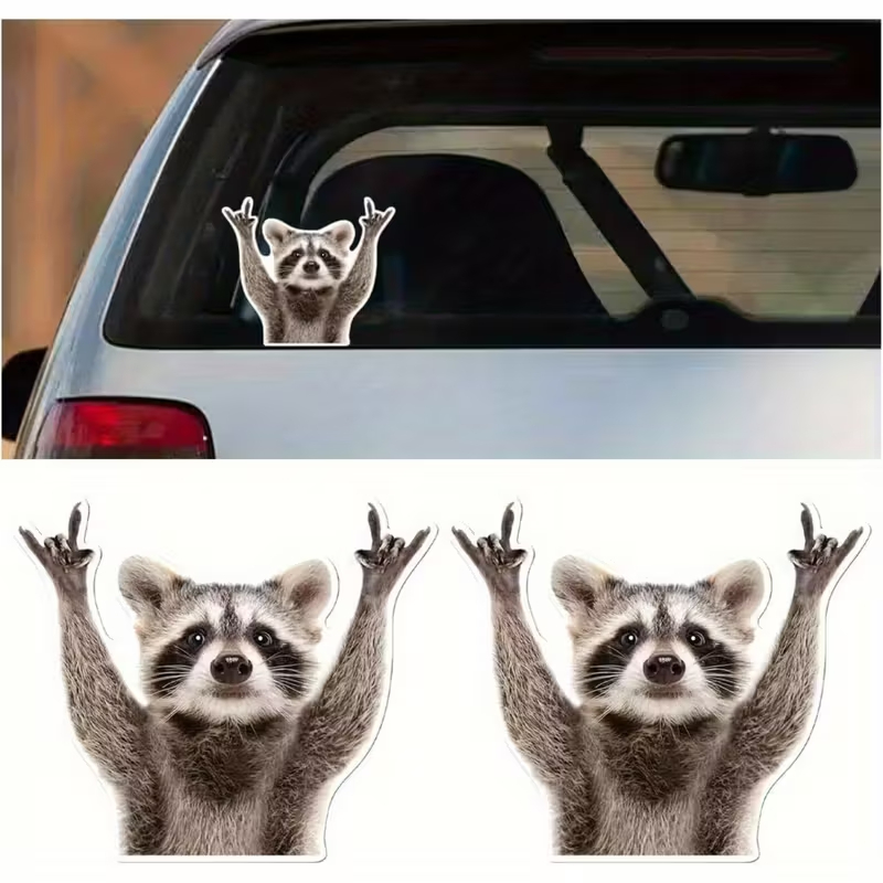 Cute Waterproof Raccoon Vinyl Sticker Cartoon Raccoon