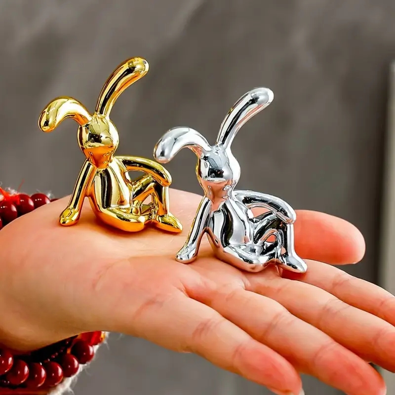 Mini Rabbit Statue Set – Nordic Style Long-Eared Bunny - Image 19