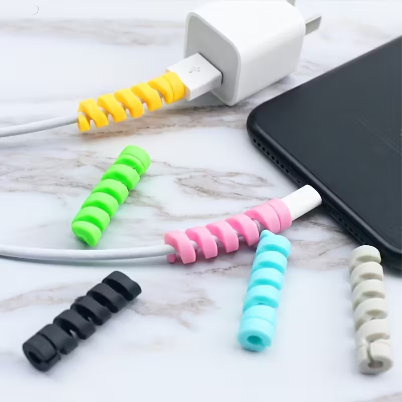 Spiral Silicone Cable Protector Flexible Cord Saver for All Phone & USB Cables