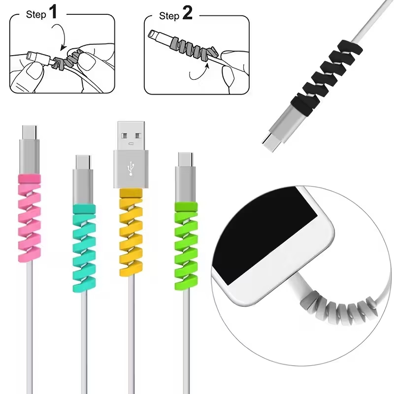 Spiral Silicone Cable Protector Flexible Cord Saver for All Phone & USB Cables - Image 6