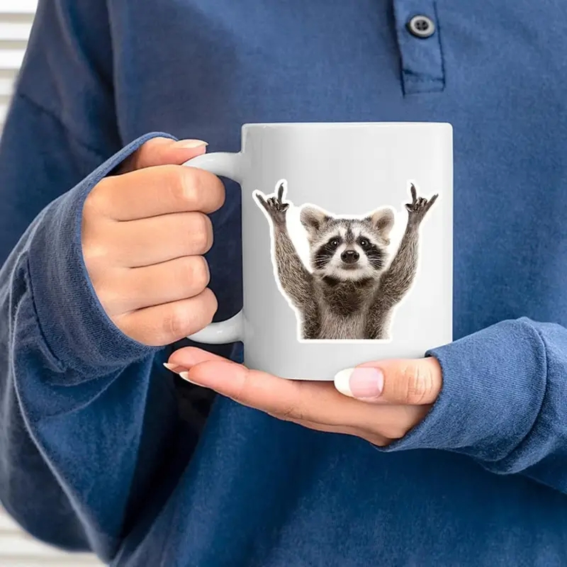 Cute Waterproof Raccoon Vinyl Sticker Cartoon Raccoon - Image 4