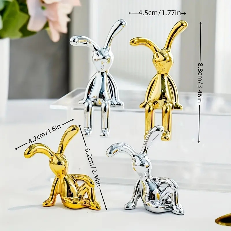 Mini Rabbit Statue Set – Nordic Style Long-Eared Bunny - Image 23