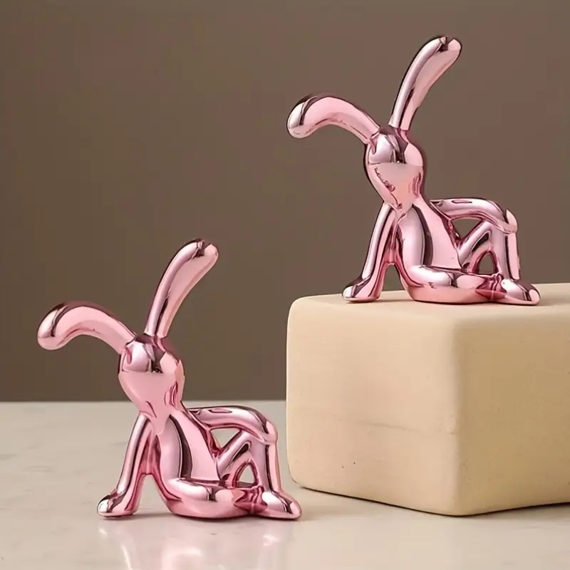 Mini Rabbit Statue Set – Nordic Style Long-Eared Bunny - Image 27