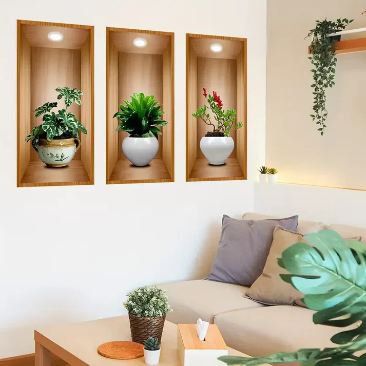3D Removable Plant Wall Stickers (3pcs stiker random) - Image 5