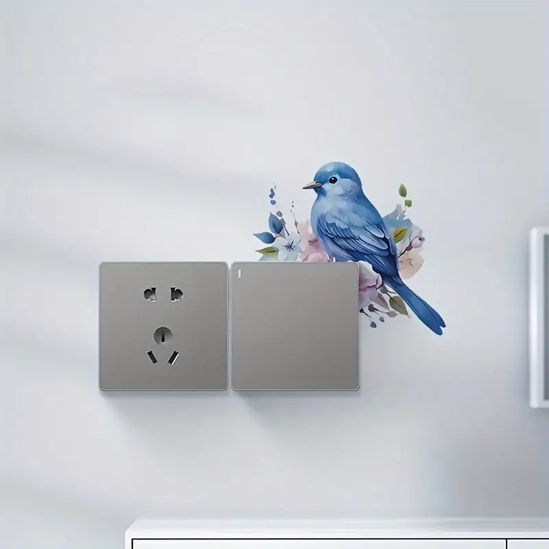 Bluebird Floral Vibrant Wall Light Switch Sticker Self Adhesive Waterproof - Image 5