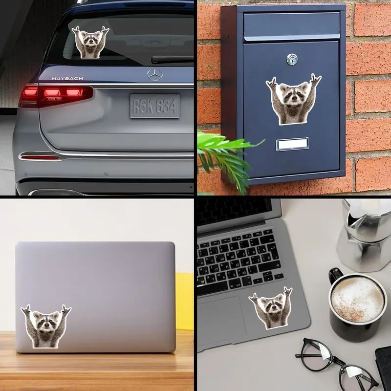 Cute Waterproof Raccoon Vinyl Sticker Cartoon Raccoon - Image 6