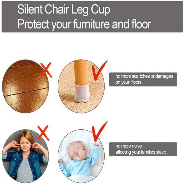 Pack of 4 Silicone Rubber Round Chair Leg Caps - Image 6