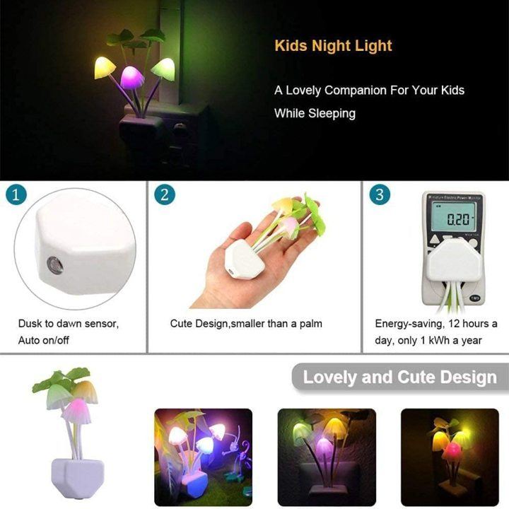 Mushroom LED Night Light Plug-In Sensor Lamp for Kids Room & Home Décor - Image 6