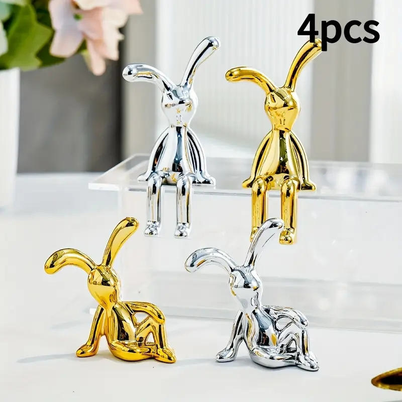 Mini Rabbit Statue Set – Nordic Style Long-Eared Bunny - Image 6
