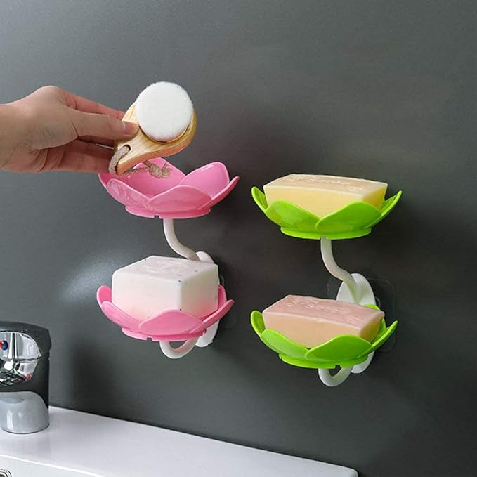 Double Layer Lotus-Shaped Soap Holder Drain Tray for Bathroom