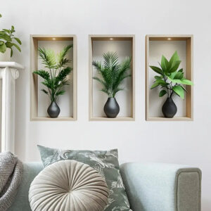 3D Removable Plant Wall Stickers (3pcs stiker random)