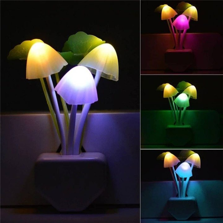 Mushroom LED Night Light Plug-In Sensor Lamp for Kids Room & Home Décor