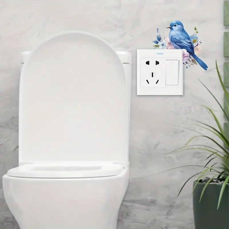 Bluebird Floral Vibrant Wall Light Switch Sticker Self Adhesive Waterproof - Image 7