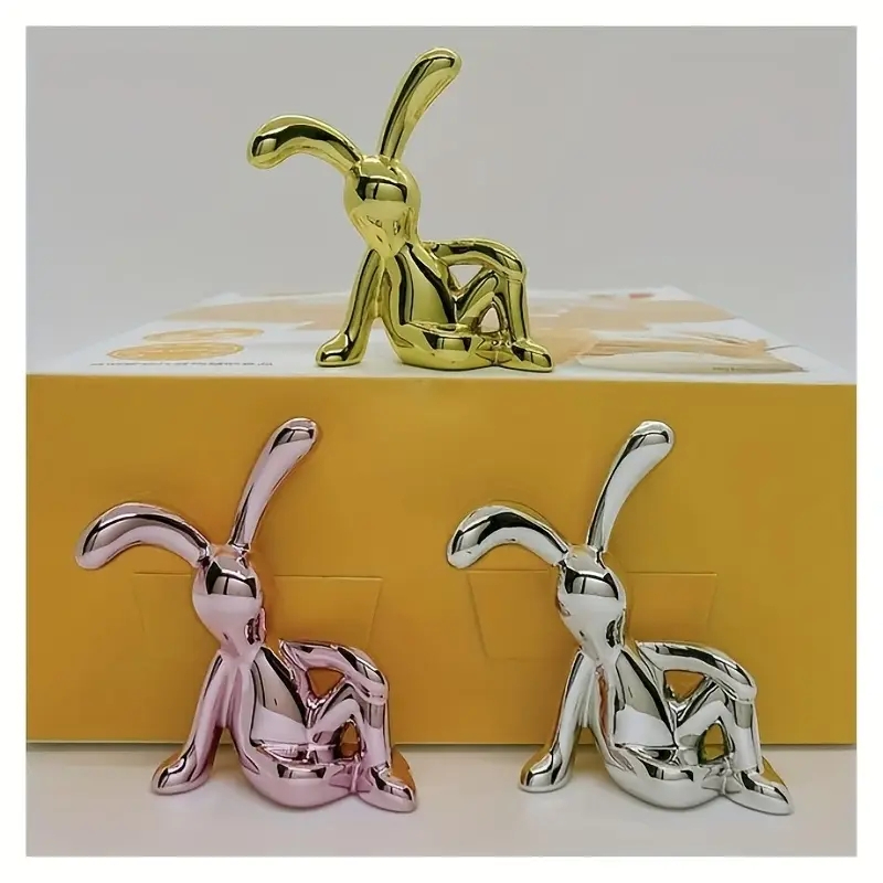 Mini Rabbit Statue Set – Nordic Style Long-Eared Bunny - Image 8