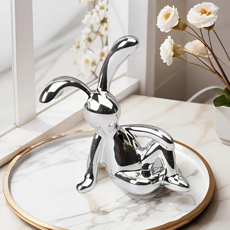 Mini Rabbit Statue Set – Nordic Style Long-Eared Bunny - Image 9