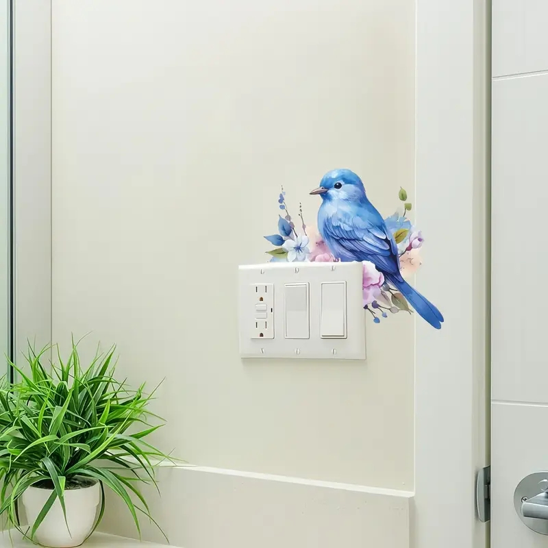 Bluebird Floral Vibrant Wall Light Switch Sticker Self Adhesive Waterproof - Image 10