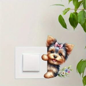 Cute Puppy Switch Wall Sticker Adorable Dog Wall Decals for Bed